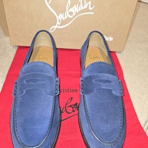 Blue Suede Louboutin Loafers